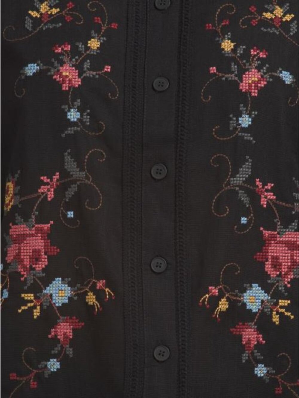 SOLITAIRE Embroidered Button Front Blouse - Picture 3 of 4